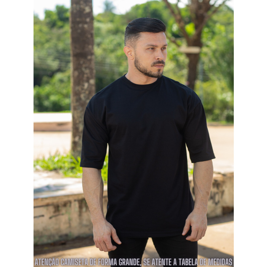 Camiseta Oversized Básica Lisa Masculina Algodão Premium 100 Porcento Moda Streetwear Tendência