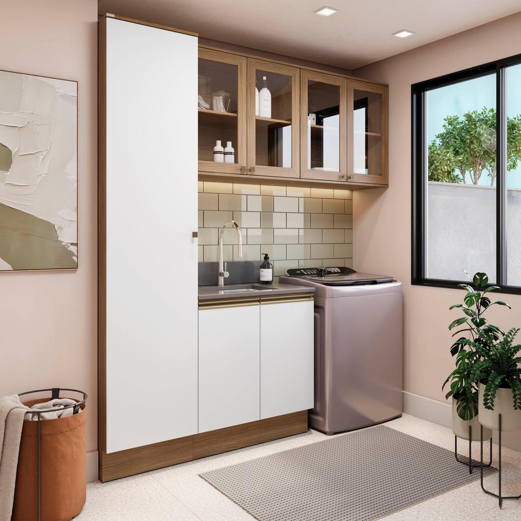 Lavanderia Modulada Kappesberg Celeste 4 Peças Nogueira/Branco 210cm em Oferta na Shopee