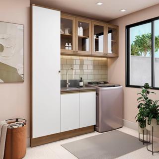 Lavanderia Modulada Kappesberg Celeste 4 Peças Nogueira/Branco 210cm em Oferta na Shopee
