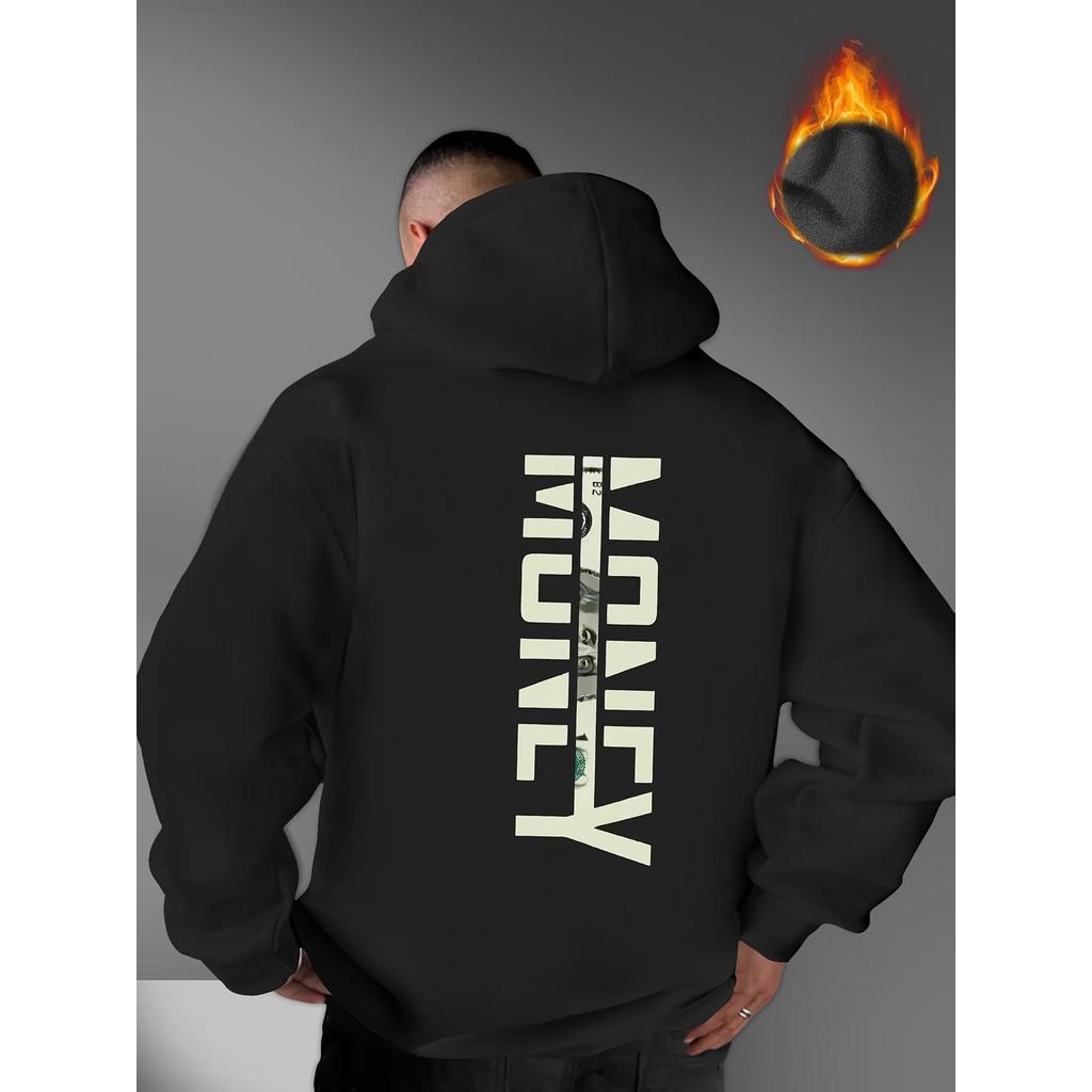 Blusa Casaco Moletom Frio Canguru Bolso Capuz Streetwear Casual Masculino Unissex Estampa Money Dinheiro Over Grana Moda