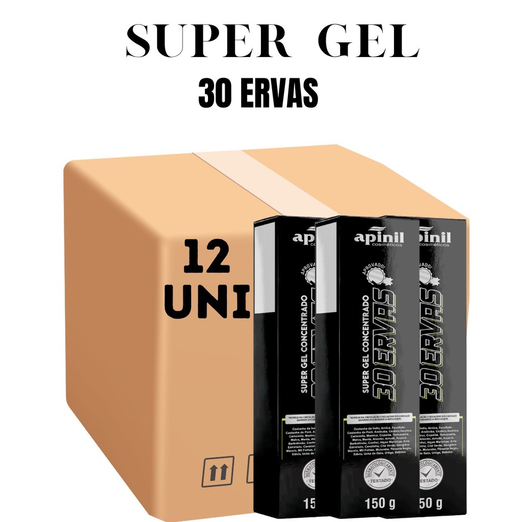 Kit 12 Unidades Super Gel Concentrado 30 Ervas 150G Apinil