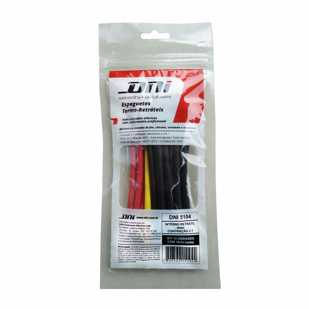 Espaguete Tubo Termo Retrátil 4mm - DNI 5104