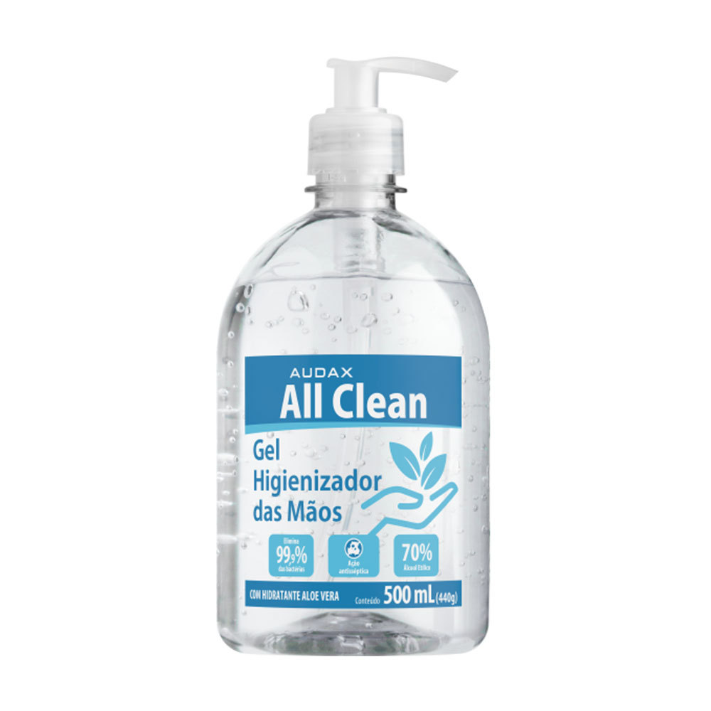 Álcool gel antisséptico 70º All Clean Pump 500ml Audax em Oferta na Shopee