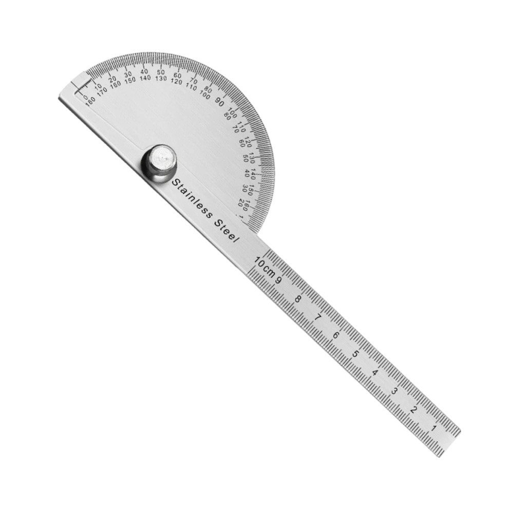 Transferidor 180 Graus Aço Inox Régua Medidor de Ângulo Alta Precisão Profissional Escolar Engenharia Desenho Técnico