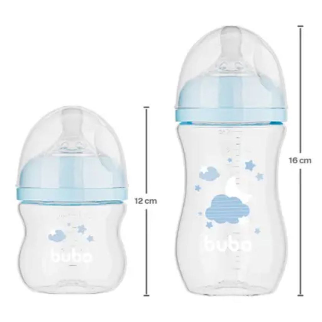 Kit 2 Mamadeiras Easy Flow Nuvem Azul 120/270ml Buba 20984