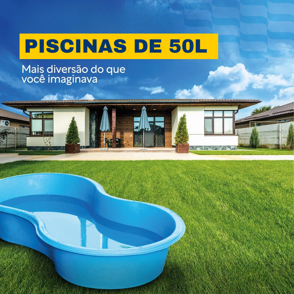 Piscina Feijão Infantil 50 Litros Azul Sem Tampa Caixa Multiuso Polietileno Rígida Afort — imagem 2 de 2