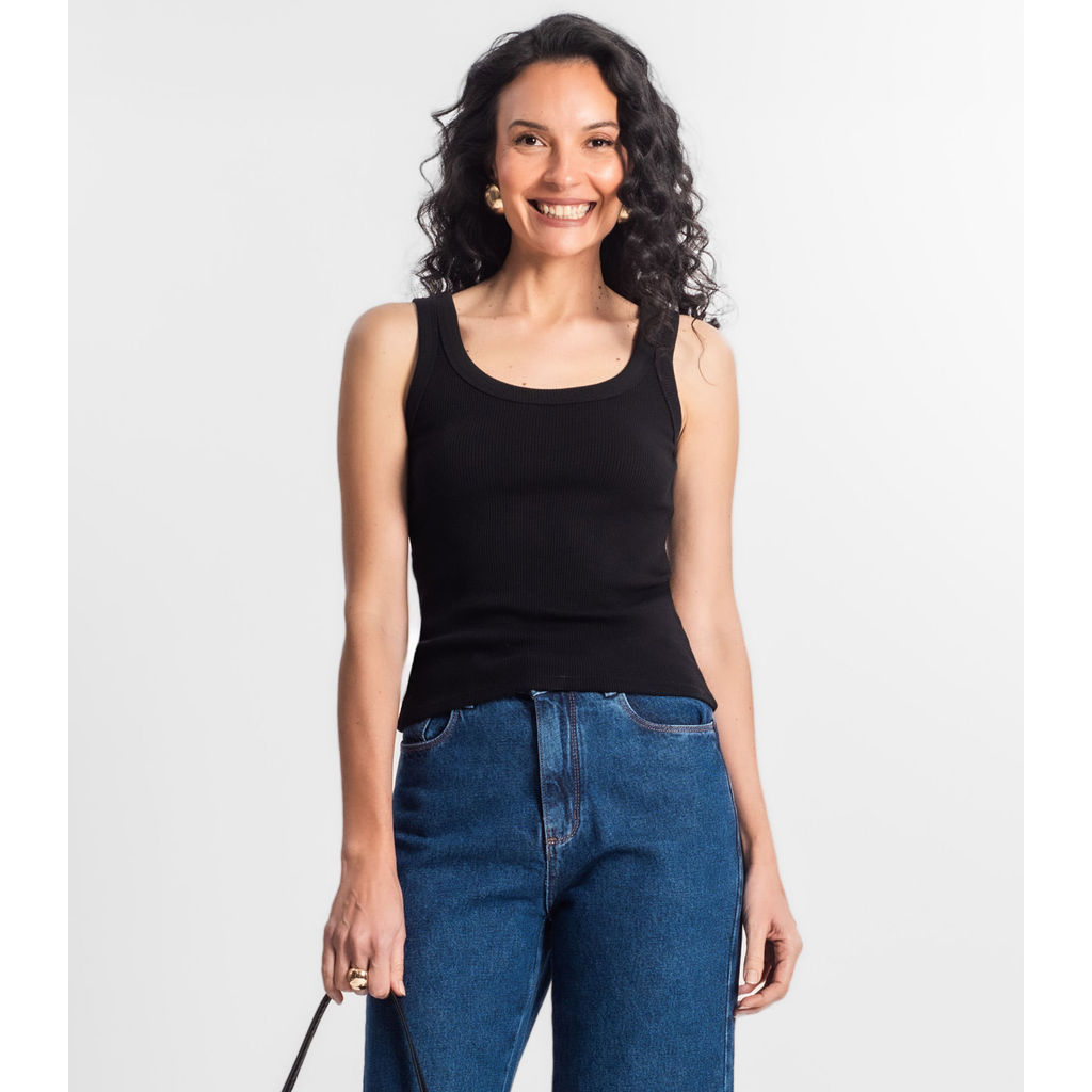 Regata Feminina Básica Select Preto em Oferta na Shopee