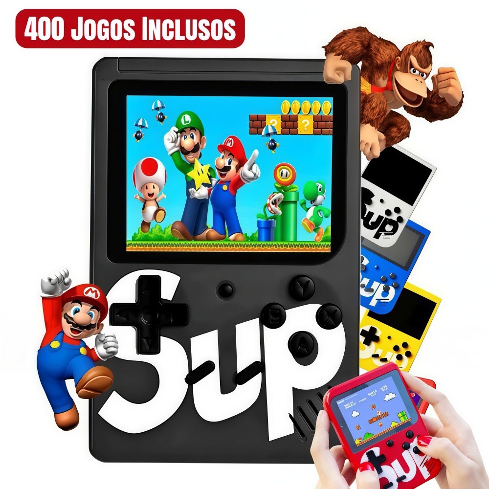 🔥 Mini Video Game Sup Game Box 400 Jogos Em 1 Portátil Jogos Antigos Clássicos Anos 80 em Oferta na Shopee