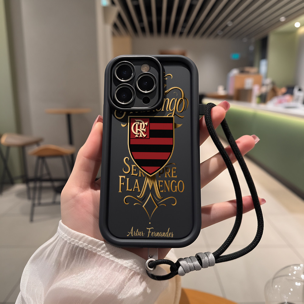 Capa Capinha Para iPhone17 16 15promax plus 12 13 14 11 7+ 8+ XsMax com estampa de escudo do Flamengo J01375