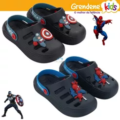 Sandália Babuche Marvel Kicks Infantil Capitão América e Homem Aranha Clog Original