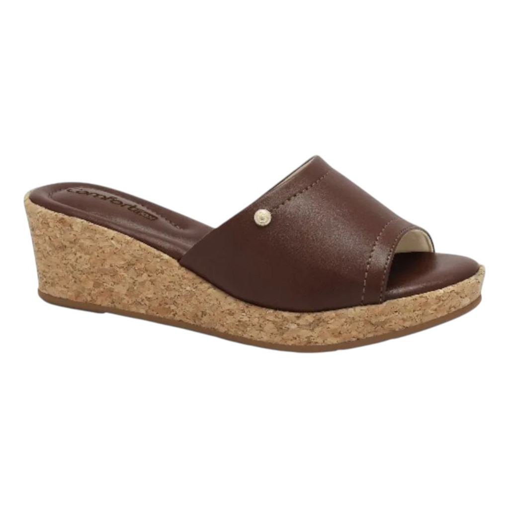 Tamanco Feminino Comfortflex Anabela Rum Confortável Leve Casual Salto Médio Moda Feminina Resistente