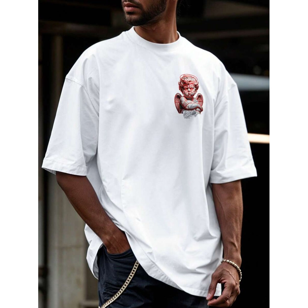 [Camiseta Premium em Algodão Puro]GXG Camisa Camiseta Oversized Streetwear Anjo Dinheiro Dóllar Cúpido Angel Desenho 