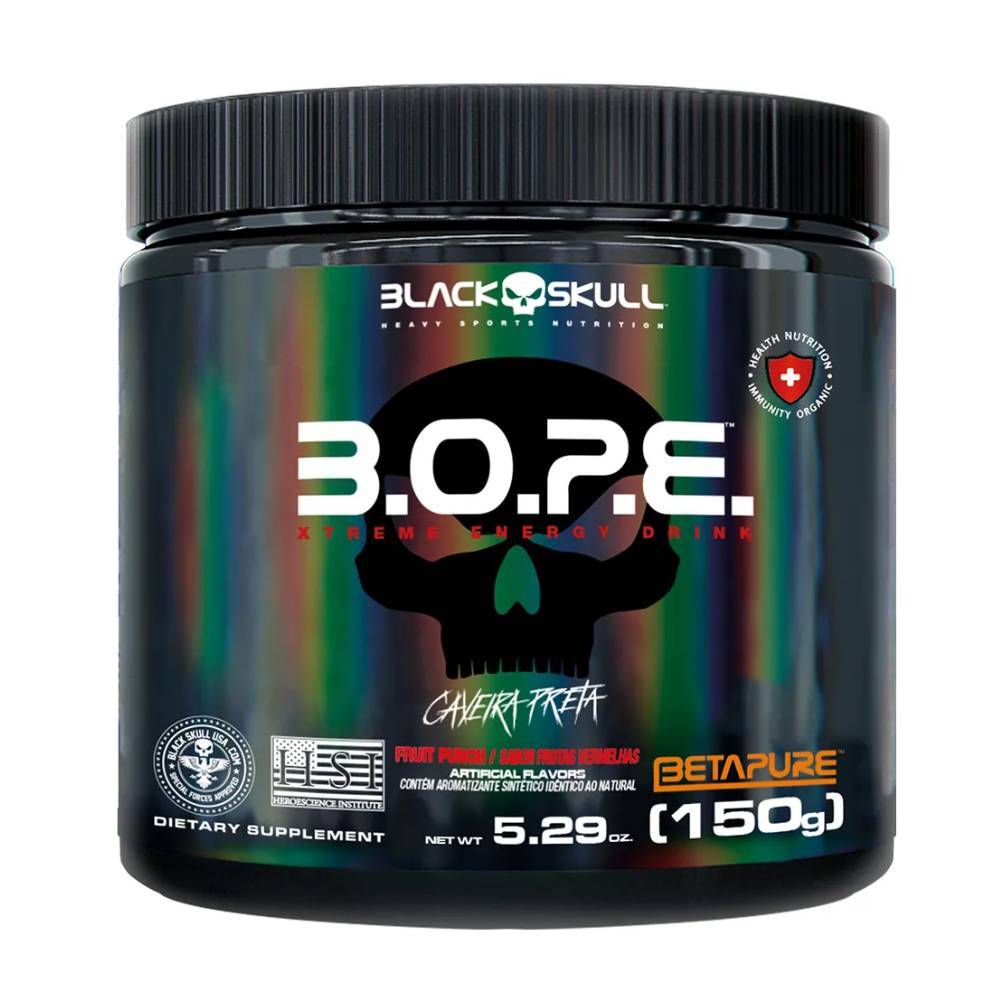 Pré Treino Black Skull B.O.P.E. Caveira Preta Frutas Vermelhas 150g em Oferta na Shopee