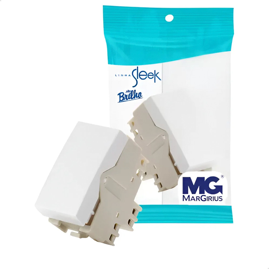 Interruptor Simples 10A 250V Branco Sleek MarGirius Design Moderno Alto Brilho