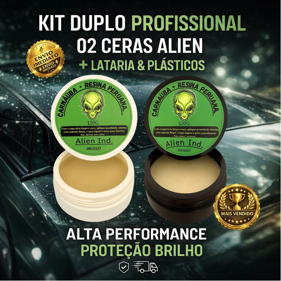 2 Ceras Automotiva Carnaúba Alien Ind Para Lataria e Revitalizadora de Plástico - Brilho e Proteção