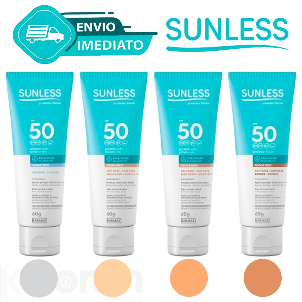 Protetor Solar Facial Sunless FPS 50 Farmax 60g A Escolher Incolor Bege Claro Médio Envio Imediato em Oferta na Shopee