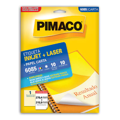 Etiqueta inkjet/laser carta 6085 com 10 folhas Pimaco