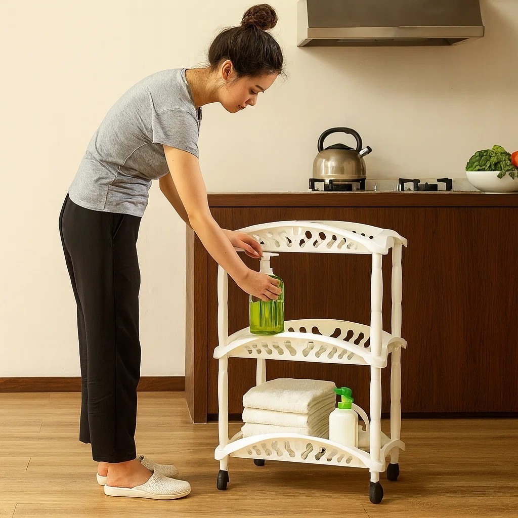 Organizador Fruteira Branco Verduras Prateleira Rodinhas Cozinha Carrinho Multiuso Achadinhos