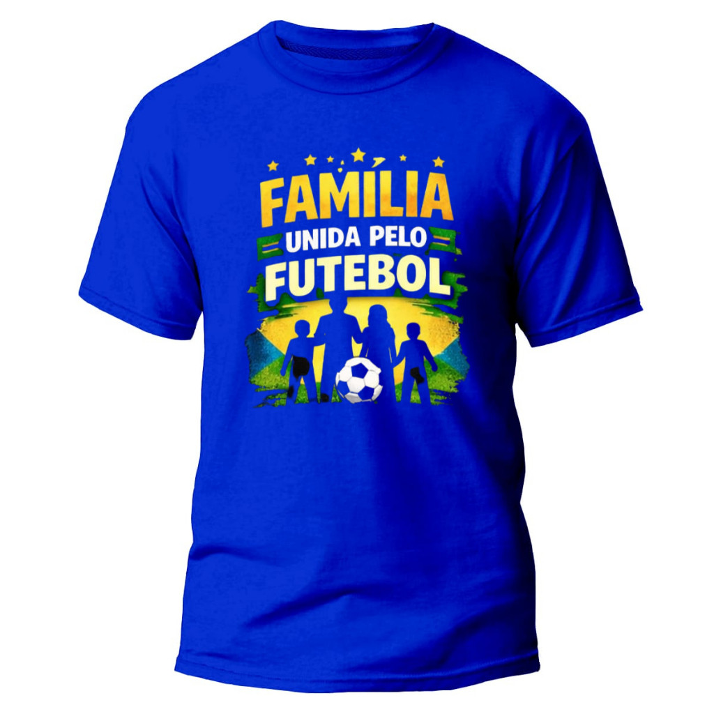 Camiseta Futebol Copa do Mundo Família Brasil Torcida Estampa Exclusiva Unissex
