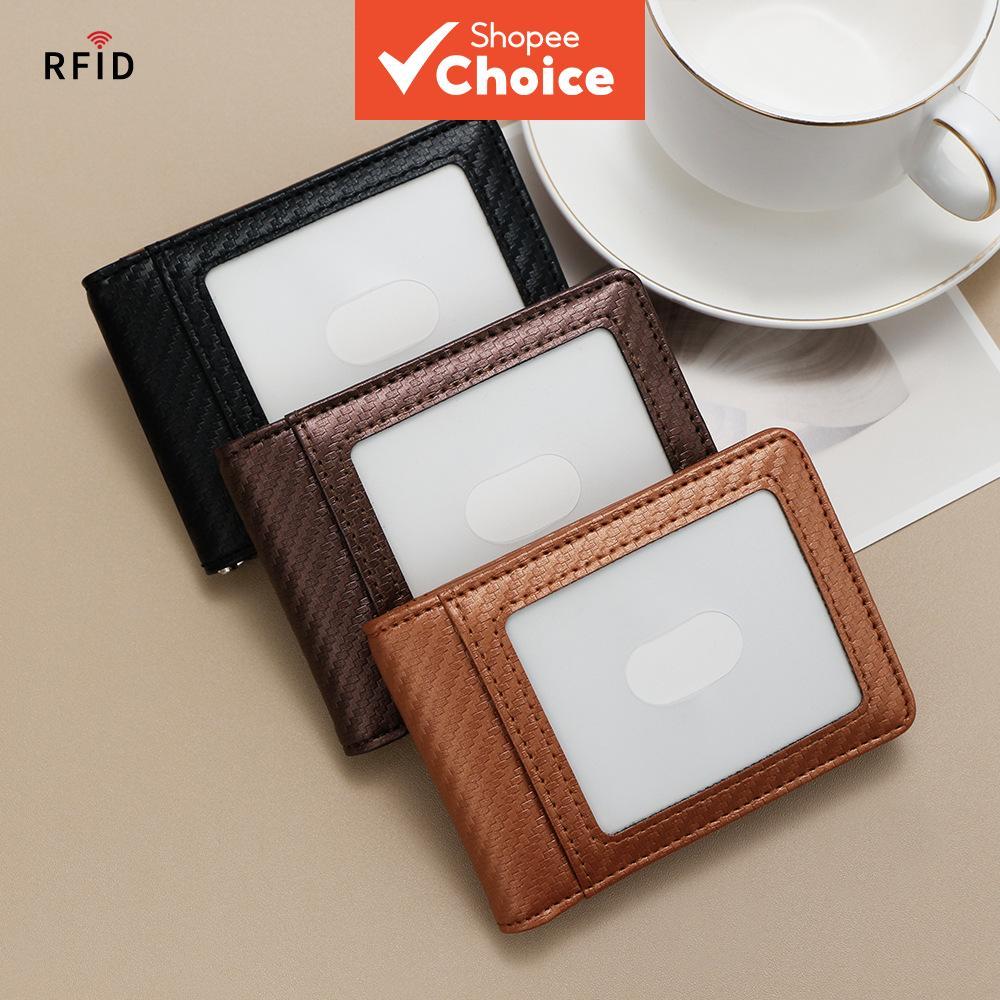  Carteira Masculina Fina com Bloqueio RFID – Porta-cartões Compacto, Porta-moedas, Design Estiloso e Casual