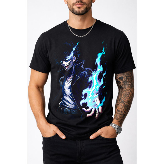 Camisa Preta em Poliéster Estampa Halftone Jovem e Divertida