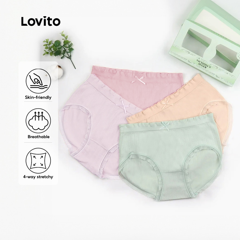Lovito Kit 4 Cuecas Algodão Puro Com Caixa Pele Amigável Respirável Elástica 4-Way LNE1132X037