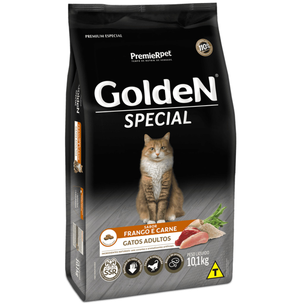 Ração Golden Special para Gatos Adultos Sabor Frango e Carne - 10,1kg Premier Pet