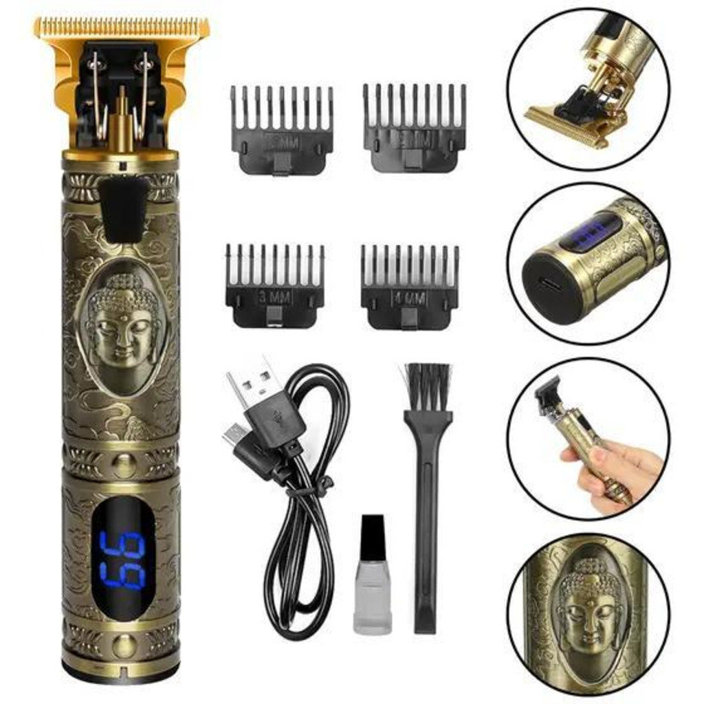 Maquina De Barbear Cortar Cabelo Aparador Profissional Barbeador Acabamento Sem Fio Portátil Com Visor Digital