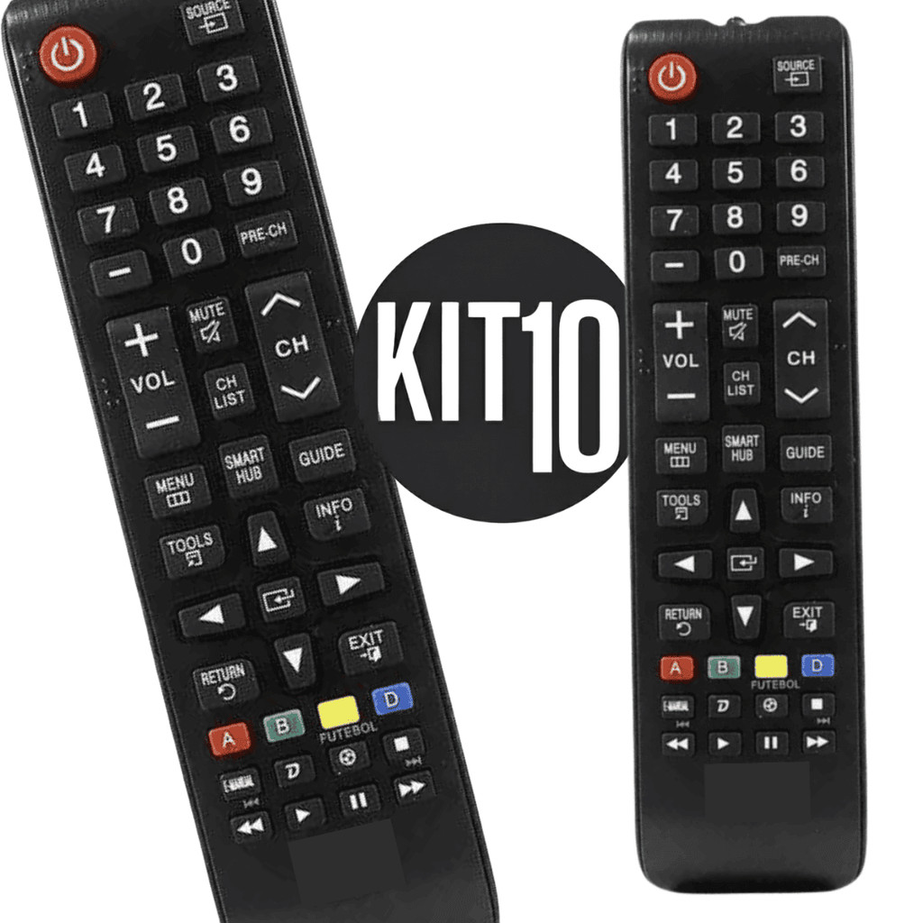 Kit 10 controles compatível com samsung smart tv hub-7036/7028 un48j5200ag / un43j5200ag / un32j4300ag