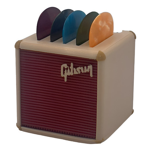 Porta 5 Palhetas Mini Amplificador Gibson Em 3d Marrom Médio
