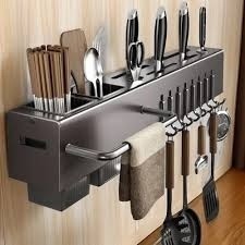 Suporte Utensílios Parede Aço Inox Ganchos Porta Conchas Espátula Talheres Achadinho
