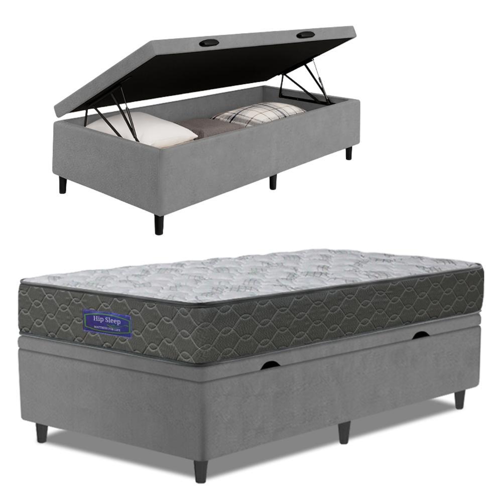 Cama Box Baú Colchão Solteiro Ortopédico Espuma D33 Hiper 88x188x60cm em Oferta na Shopee