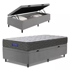 Cama Box Baú Colchão Solteiro Ortopédico Espuma D33 Hiper 88x188x60cm