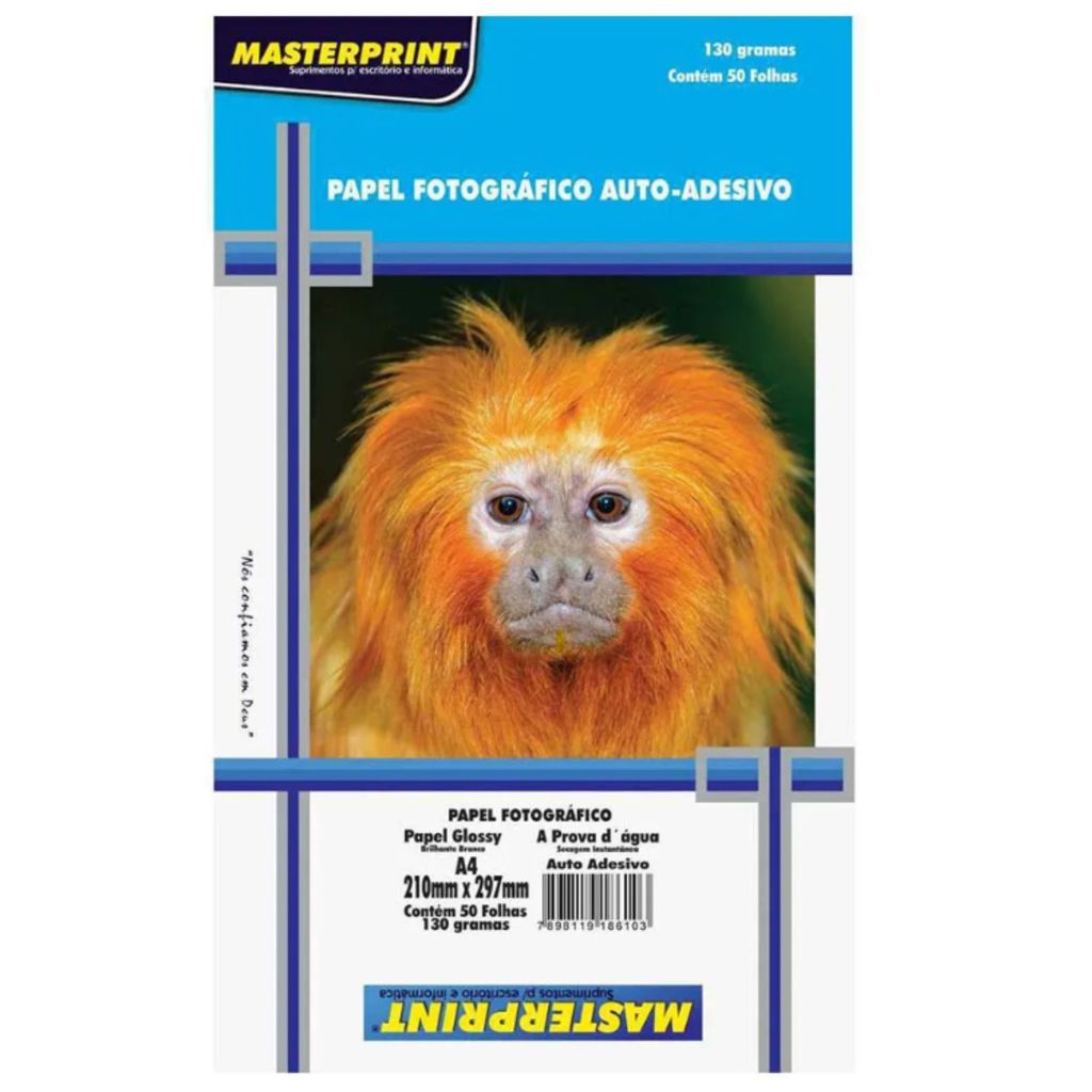Papel Fotográfico Auto Adesivo - Masterprint Glossy A4- Folhas À Prova D’água Até 100 unidades