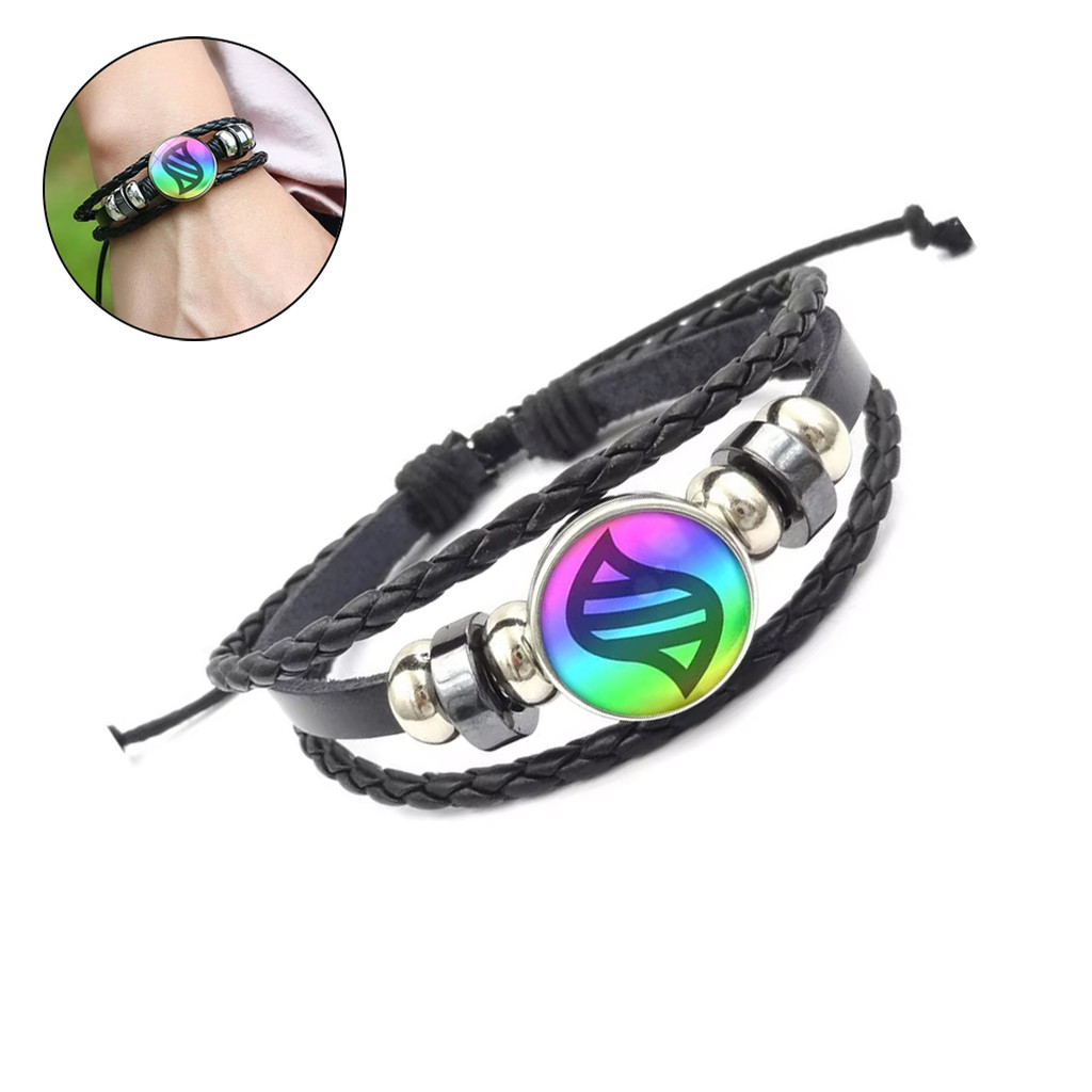 Pulseira Anime Pokémon Pedra Mega Evolução Ajustável Couro Snap Geek