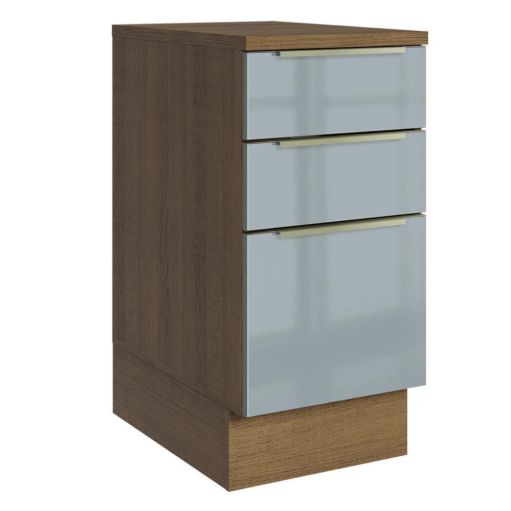 Balcão de Cozinha 40 cm 3 Gavetas Rustic/Cinza Lux Madesa