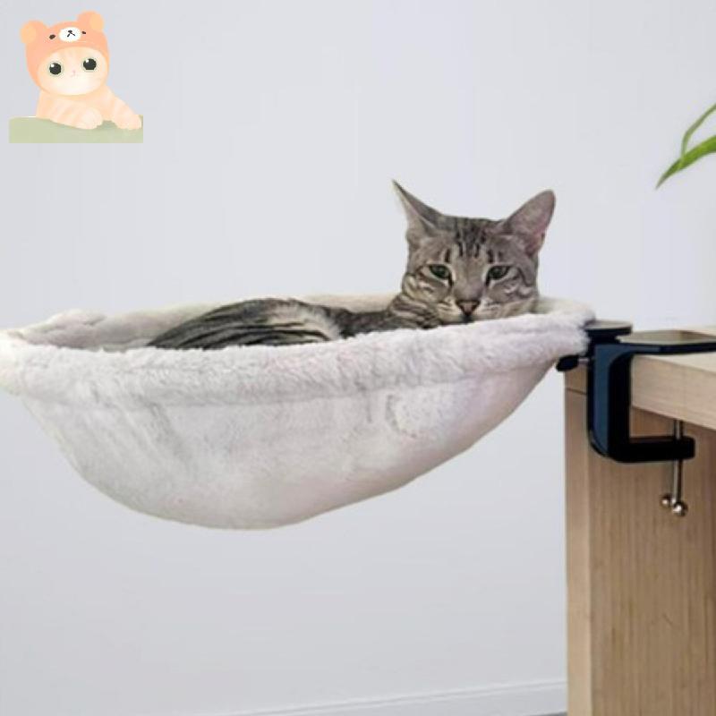 Cama De Mesa Para Gatos , Pele De Coelho Sintética Giratória 180 , Macia E Confortável , Dobrável Com Um Clique Ajustáve