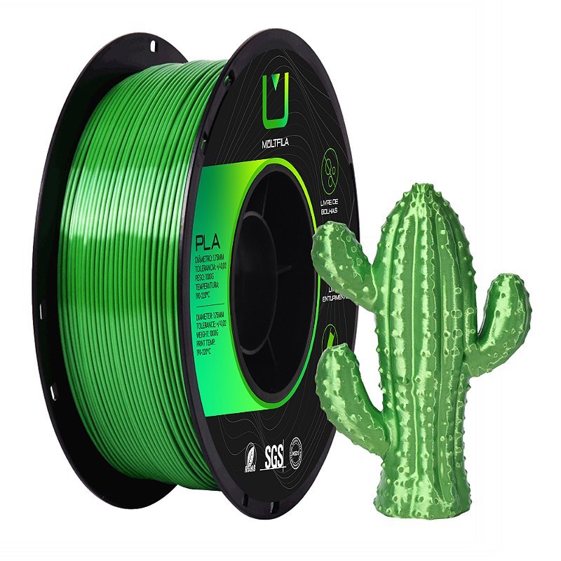 Filamento MultFila Impressora 3D PLA Silk Verde 1kg