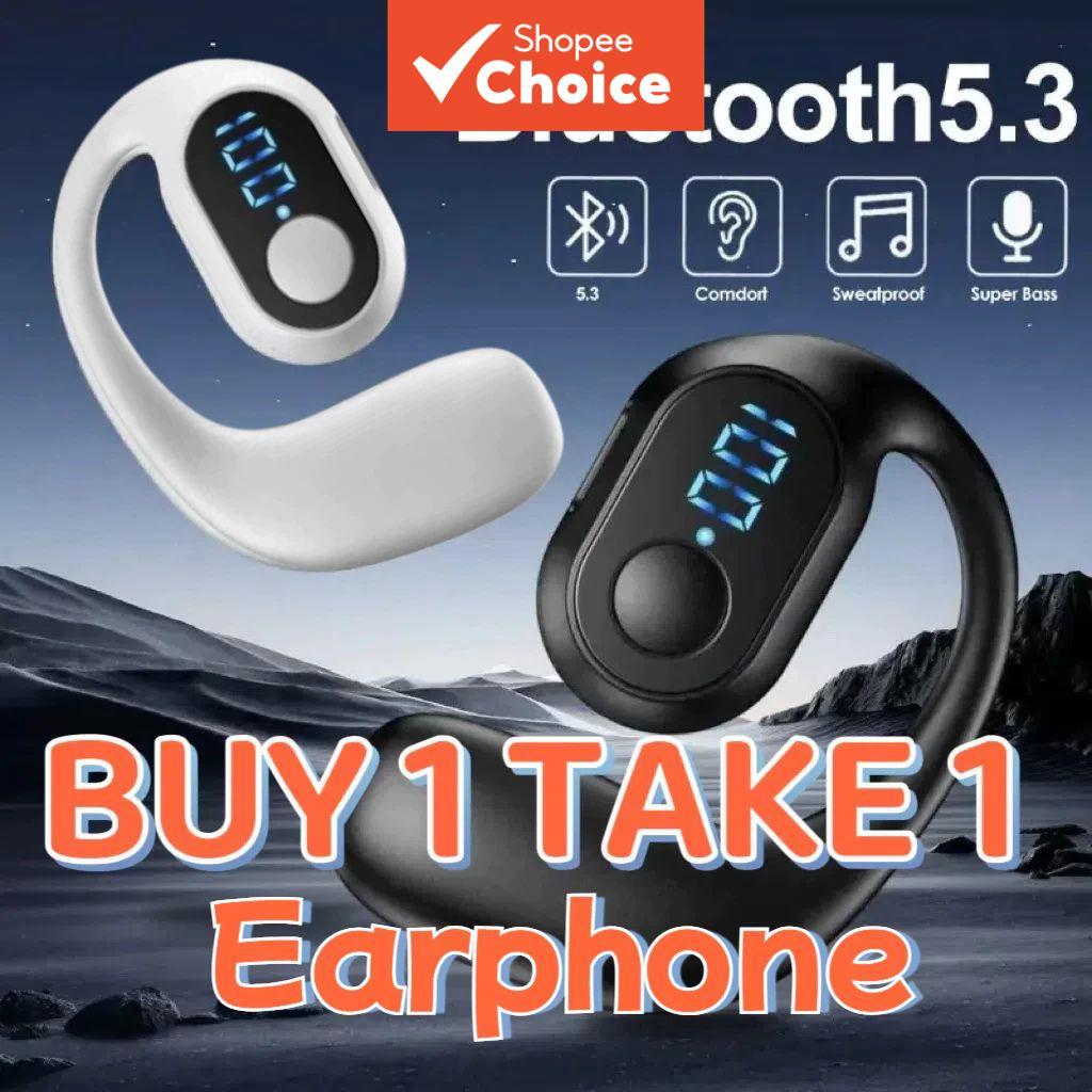  Fones de Ouvido KY2 PRO [ Compre 1 Leve 2 ] Preto & Branco OWS Sem Fio Bluetooth Fone de Ouvido Único de Ouvido