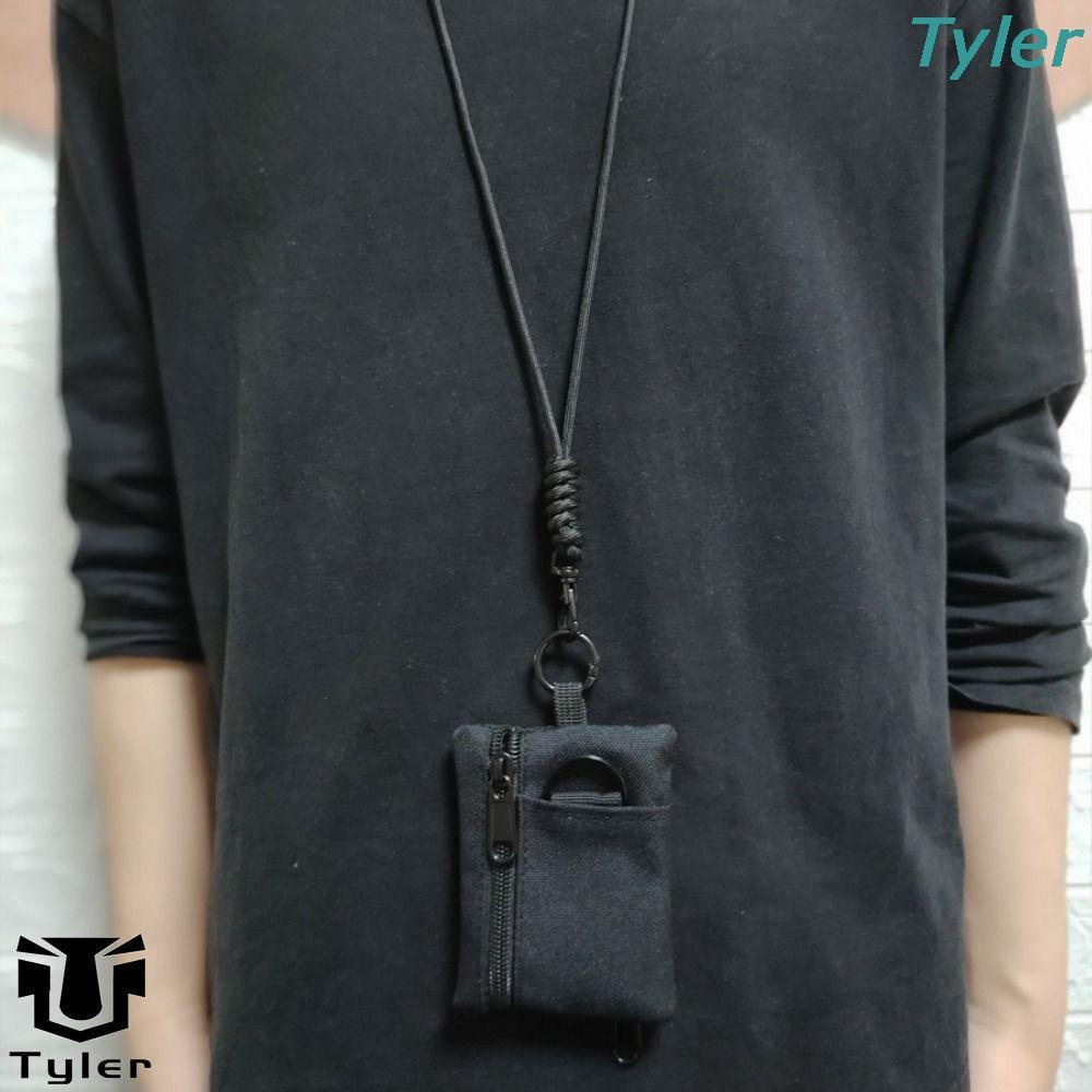 Mini Carteira De Tecido Oxford TYLER , Bolsa De Moedas Com Zíper Quadrado Pendurado No Pescoço , Porta-Cartões Pequeno D