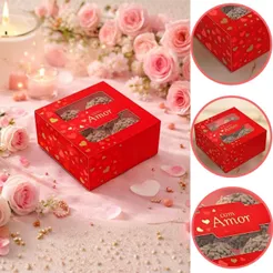 10 CAIXA 4 DOCES COM VISOR AMOR CLÁSSICO 8X8X4CM 5951 ( DIA DOS NAMORADOS IDEIA 2026 ) HOT STAMPING