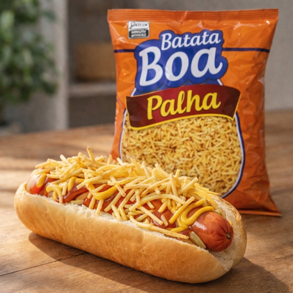 Batata Palha Batatinha Boa Crocante Sequinha Pacote Econômico 500g para Lanche Hot Dog Strogonoff