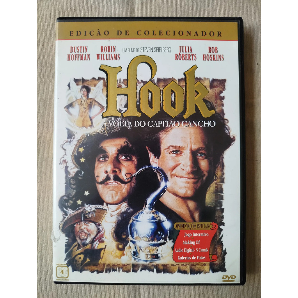 DVD Filme Hook Volta Capitão Gancho 1991 Robin Williams Dustin Hof