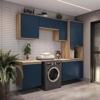 Lavanderia Modulada Kappesberg Celeste 6 Peças Nogueira/Azul 250cm em Oferta na Shopee
