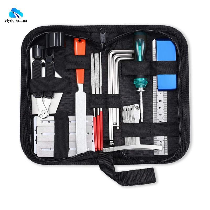 Kit De Ferramentas De Reparo De Guitarra , Ferramenta De Troca De Cordas , Chave , Arquivo De Moagem , Régua De Medição