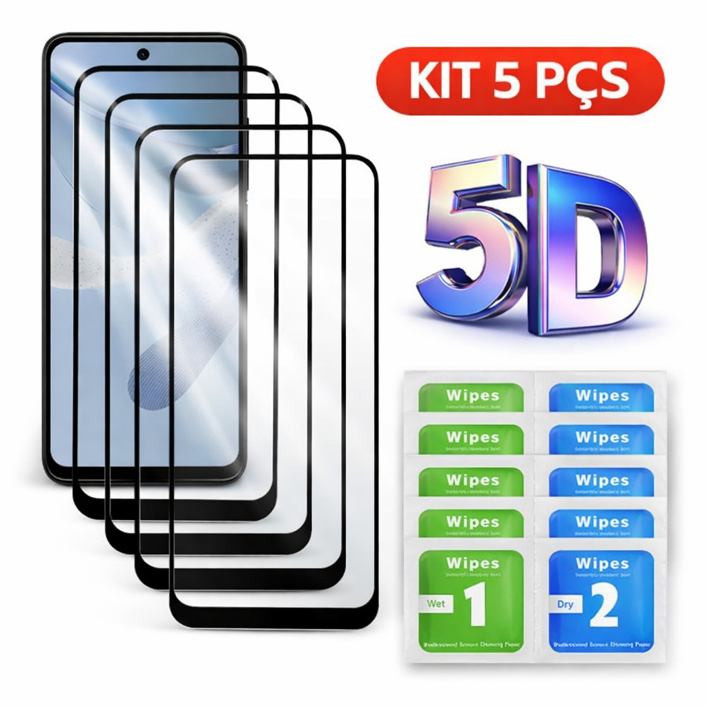 Kit 5 Películas de Vidro 3D para Moto G — Proteção 9H