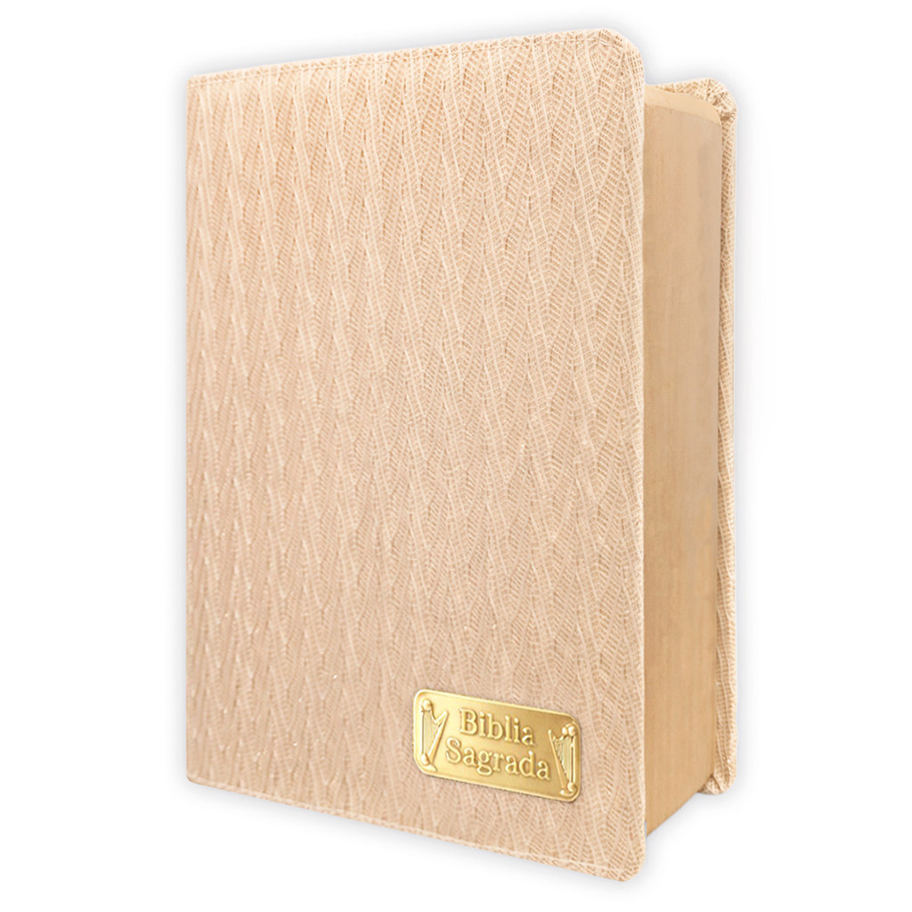 Bíblia Sagrada Letra Hiper Gigante - Gold Glitter Creme Estria - C/ Harpa - 14x21cm