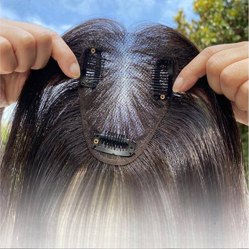 7cm X 10cm Renda Fina Super Realista 100 % Topper De Cabelo Humano/Capa De Fringe Cabeça Superior/Traseira 25cm