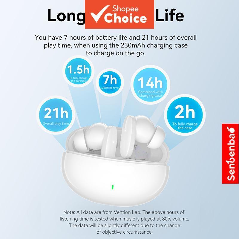 Fones de ouvido SenBenBao S90 TWS Bluetooth sem fio, fones de ouvido estéreo HiFi com redução de ruído, fones de ouvido