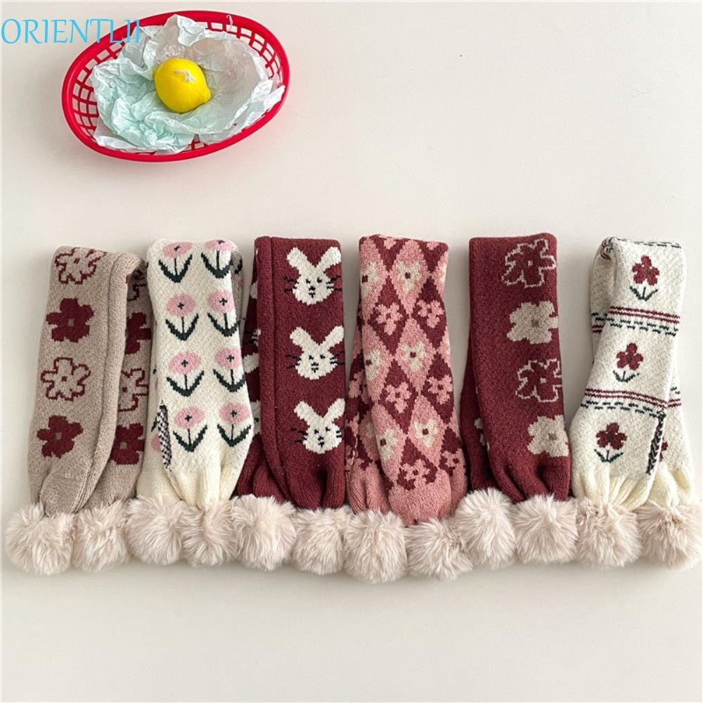 ORIENTLII Gola De Pescoço , Cachecol Infantil À Prova De Vento De Coelho De Desenho Animado , Malha De Flores Espessada